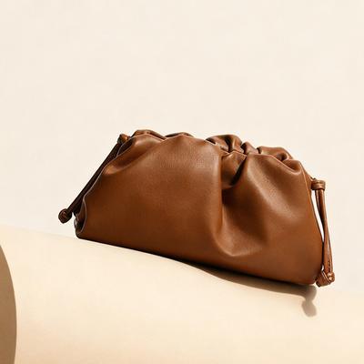 Internet-Berühmtheit Weiches Rindsleder Plissierte Knödeltasche Einfarbige Clutch Modische Ein-Schulter-Umhängetasche Abend Wolke Weiblich