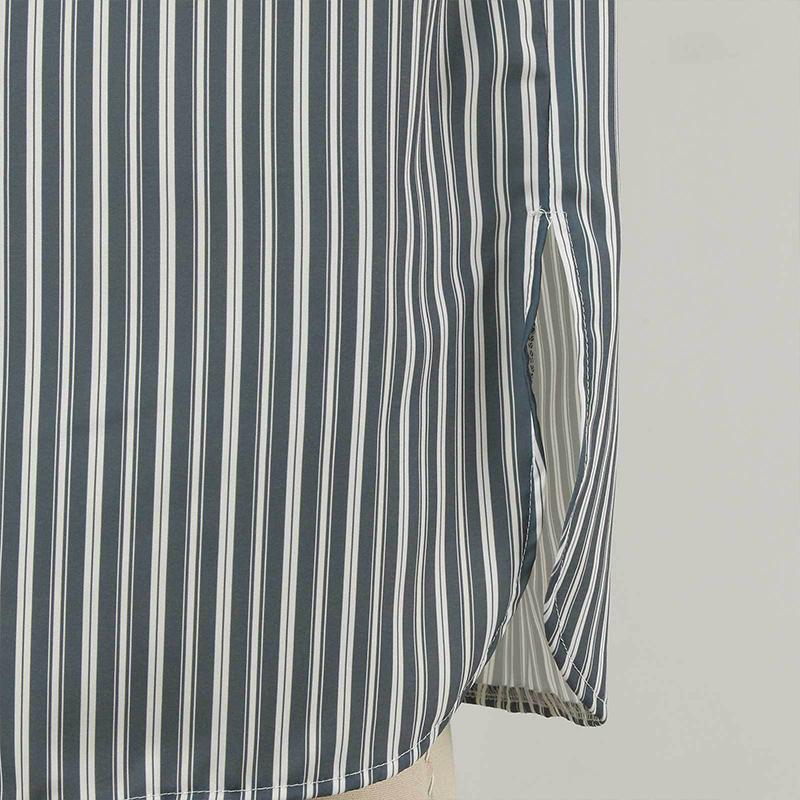 Men Casual Short Sleeve V-neck One-piece Striped Nightgown Leisure Loose Bathrobe Comfortable Homewear