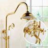 French Retro Full Copper Gold Shower Head Set with Hot and Cold Faucet