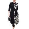 2024 European & American Women's Spring/Summer Fashion Print Lapel Cardigan Dress