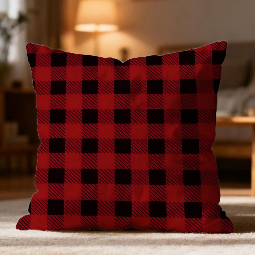 Popular Christmas Plaid Cushion Cover Soft Washable Pillow Case Multi-Scene for Couch Bed Travel Office Use