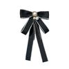 Korean Style Simple Bow Tie Pin Simple Imitation Pearl Brooch Women Black Mourning Corsage Shirt Collar Clothes Brooches