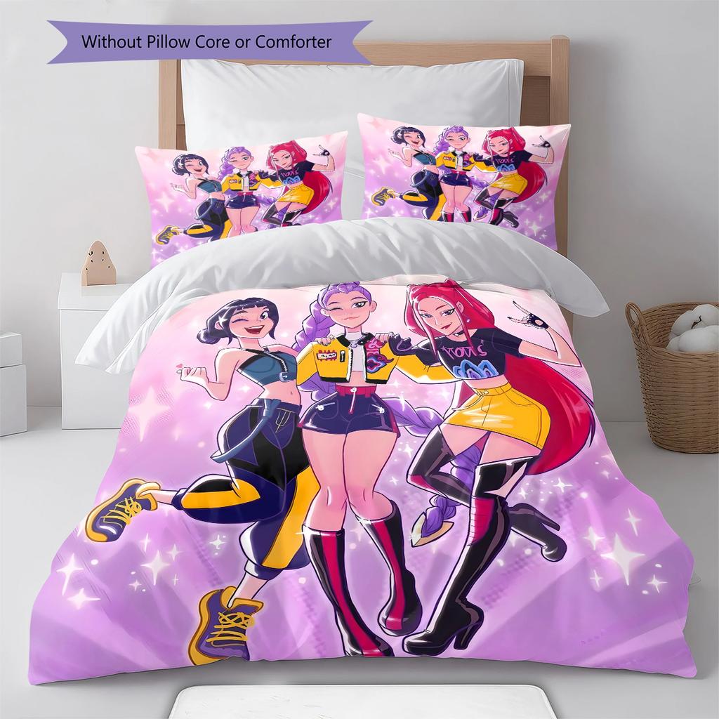 Biancheria da letto con motivo Demon Hunters Kpop, Set piumone Copripiumino Federa Regalo di Compleanno per la Casa (1 * copripiumino + 2 * federa, senza nucleo)