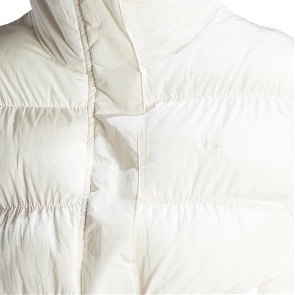 adidas Originals Trefoil Vegane Pufferjacke mit Stehkragen und langen Ärmeln Damen Oberbekleidung Weiß IJ8236