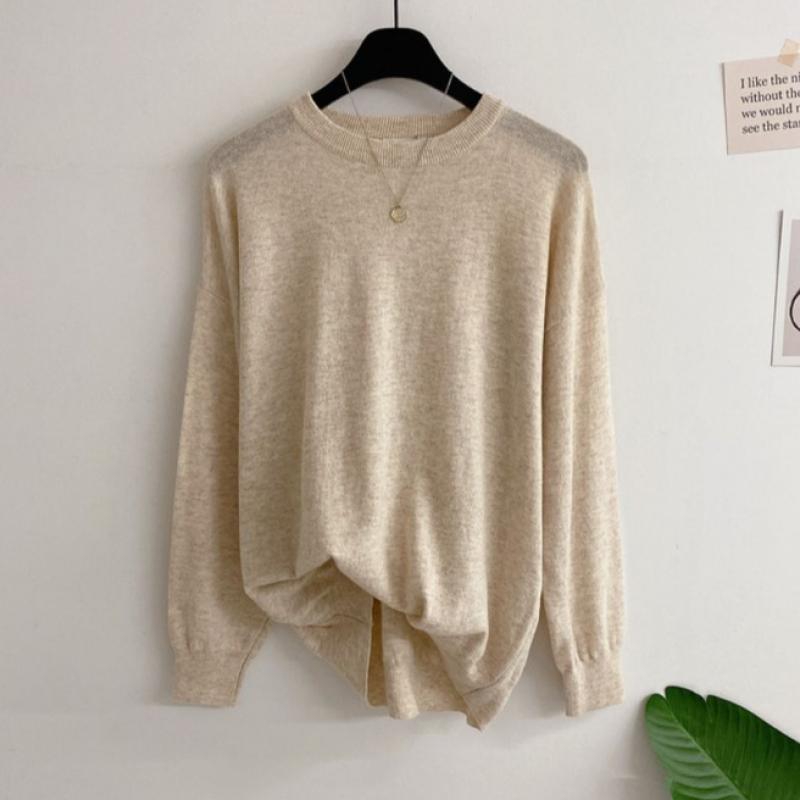 Honey J Women Hamyulon Cashmere Loose Fit Solid Wool Long Sleeve Knit 10 Colors