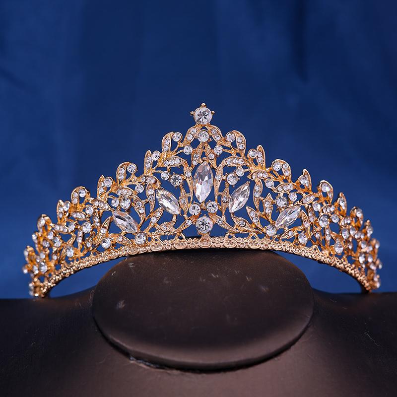 Barock Vintage Prinsessa Drottning Brudkrona Huvudsmycke Kristalltiara För Kvinnor Bröllopskrona Hårklänningstillbehör Smycken