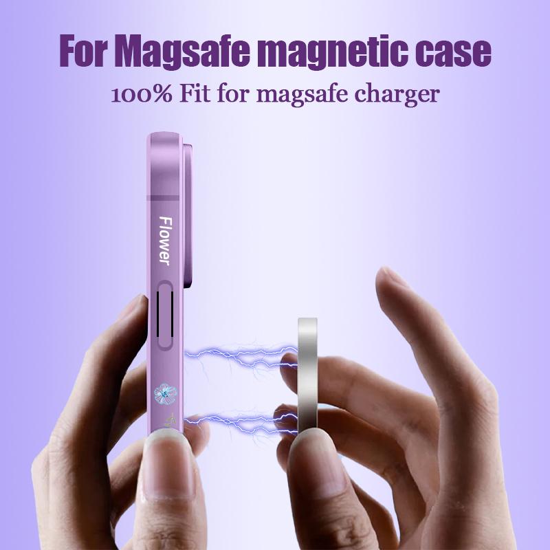 Foral Print Pattern Phone Case For iPhone 16 15 14 13 12 Pro Max 11 16E Magnetic For Magsafe Wireless Charge Soft Silicone Cover