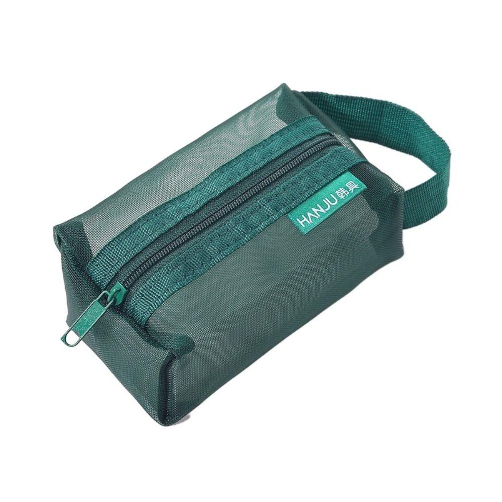 

with Handle Transparent Cosmetic Bag Retro Color Toiletry Storage Bag Simple Mesh Coin Purse Lady зелёный