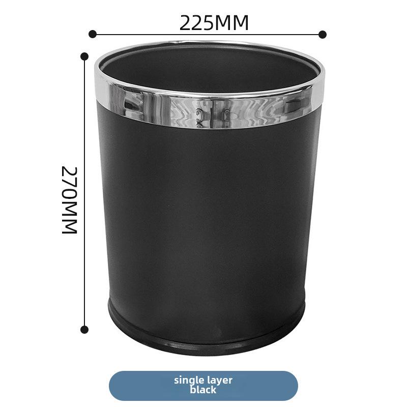 

Двухслойное мусорное ведро из нержавеющей стали для дома, гостиной, ванной комнаты и спальни Single-layer black 225*270
