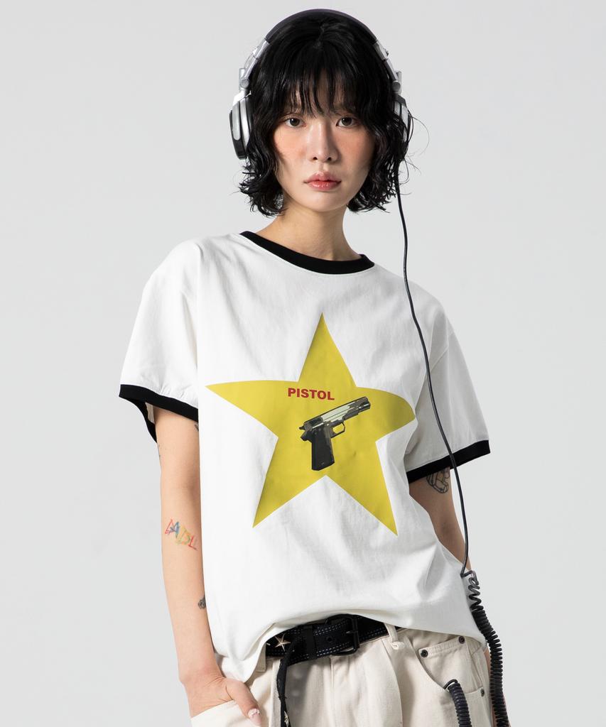 GLACK Gt122 Pistol Star Ringer T-Shirt (White)