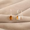Natural Citrine Gemstone Silver Hook Earring 1" 925 Sterling Silver Handmade Jewelry For Women EE-180-1