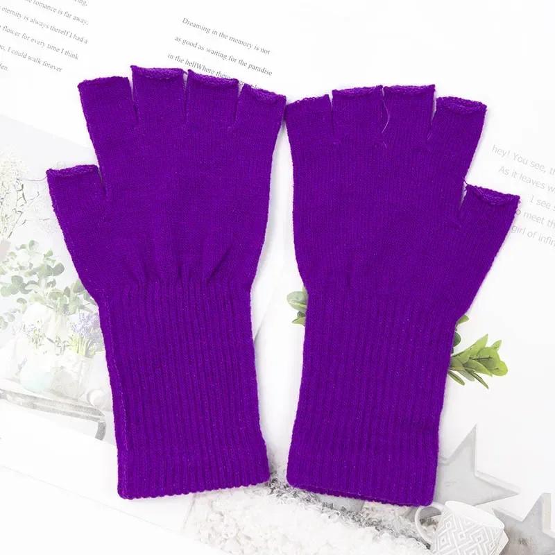 Unisex Knitted Half Finger Gloves Long Wrist Fingerless Gloves for Women Men Winter Black Warm  Workout Cycling Gloves