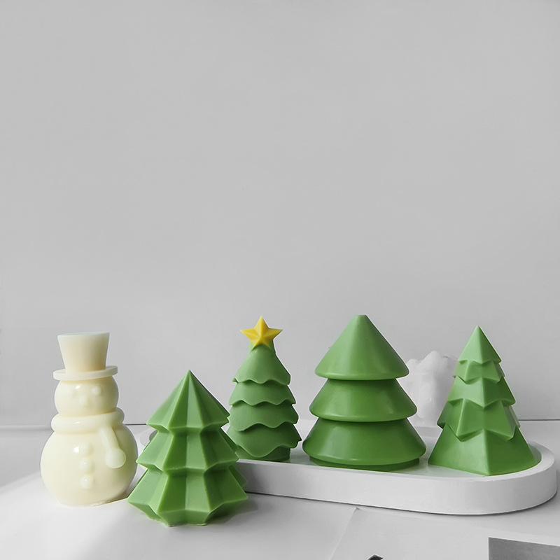 DIY Christmas Tree Candle Mold Creative Xmas Tree Snowman Silicone Mold Christmas Gifts DIY Christmas Party Home Decors 2025 New
