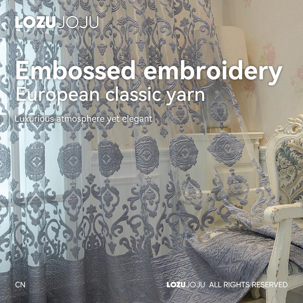 1 STÜCK LOZUJOJU Modische Tüllvorhänge im europäischen Stil mit ausgehöhltem Design und Tüllvorhängen für Wohnzimmer, Schlafzimmer, Heimdekoration