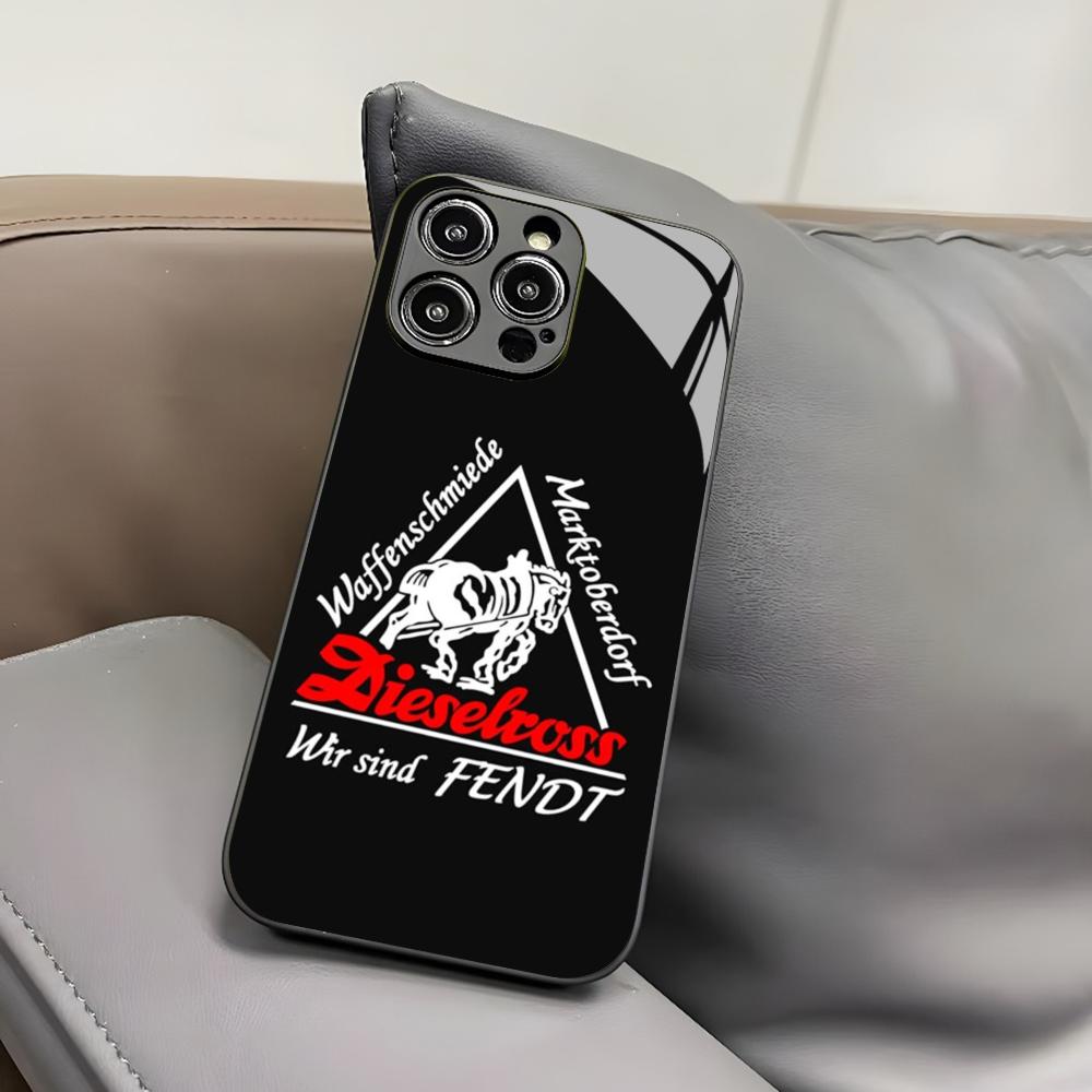 Fendt Handyhülle für iPhone 16 15 14 12 11 13 Pro Max Mini 8 X Xr Xs Puls Schwarze Glasabdeckung