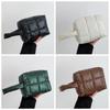 Solid Color Padded Makeup Bag Quilted Plaid Clutch Bag Simple Puffer Handbag  Ladies