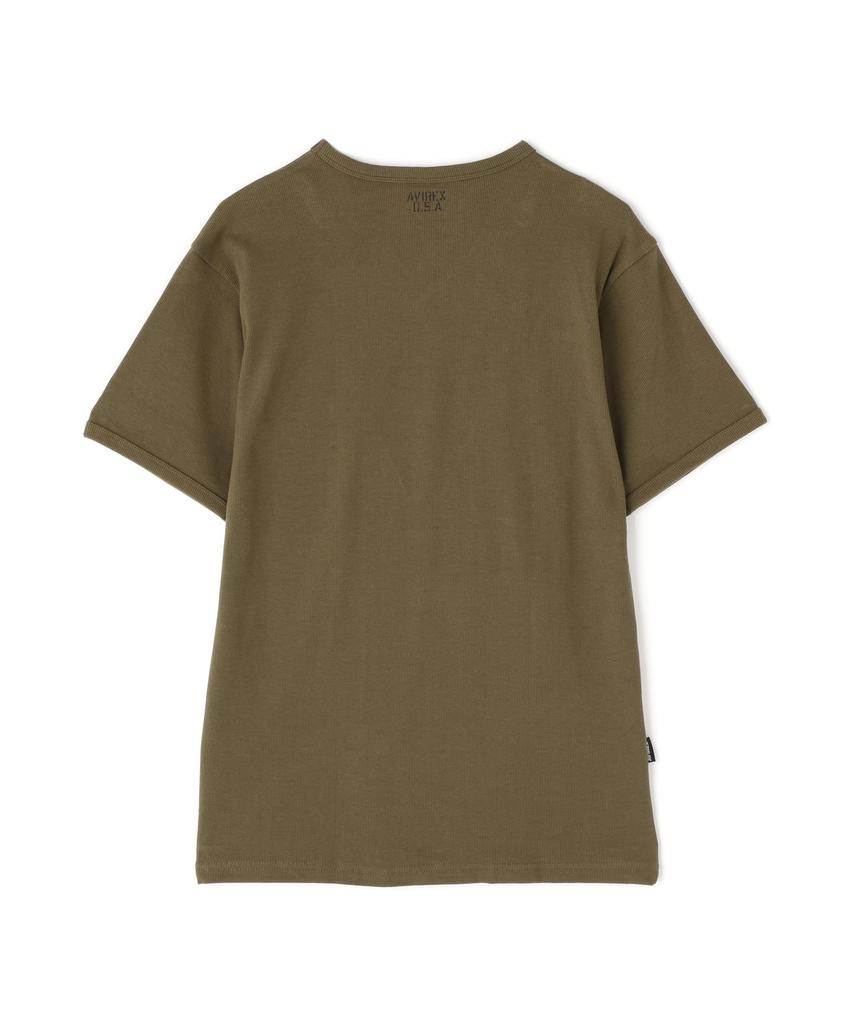 AVIREX DAILY RIB V-NECK TEE 6143501 Men's M Size 075 Olive
