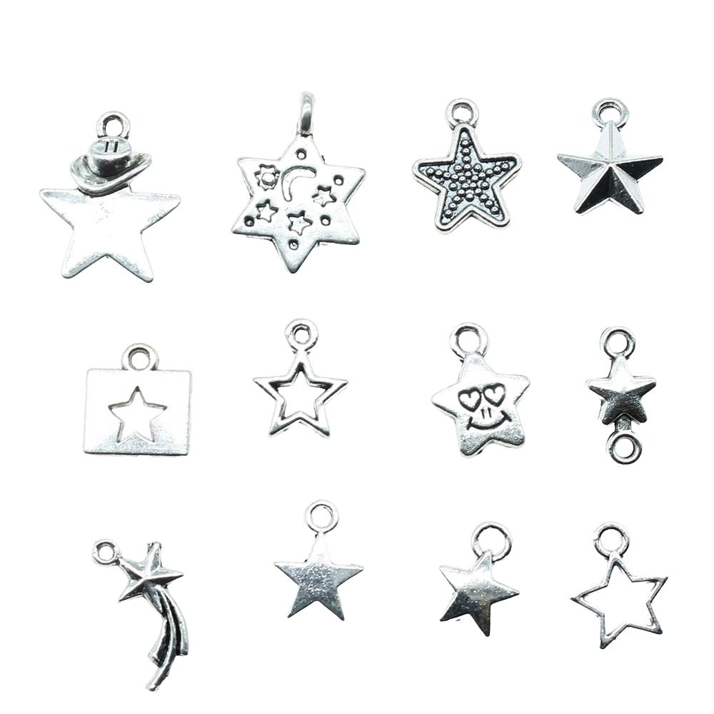 40pcs Star Charms Pendant Antique Silver Color Star Charm Pendants Jewelry Accessories DIY Tiny Tar Charms