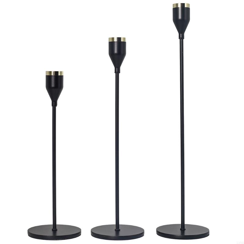 

3Pcs European Metal Candlestick Holder Stand Wedding Room Home Decoration чорний