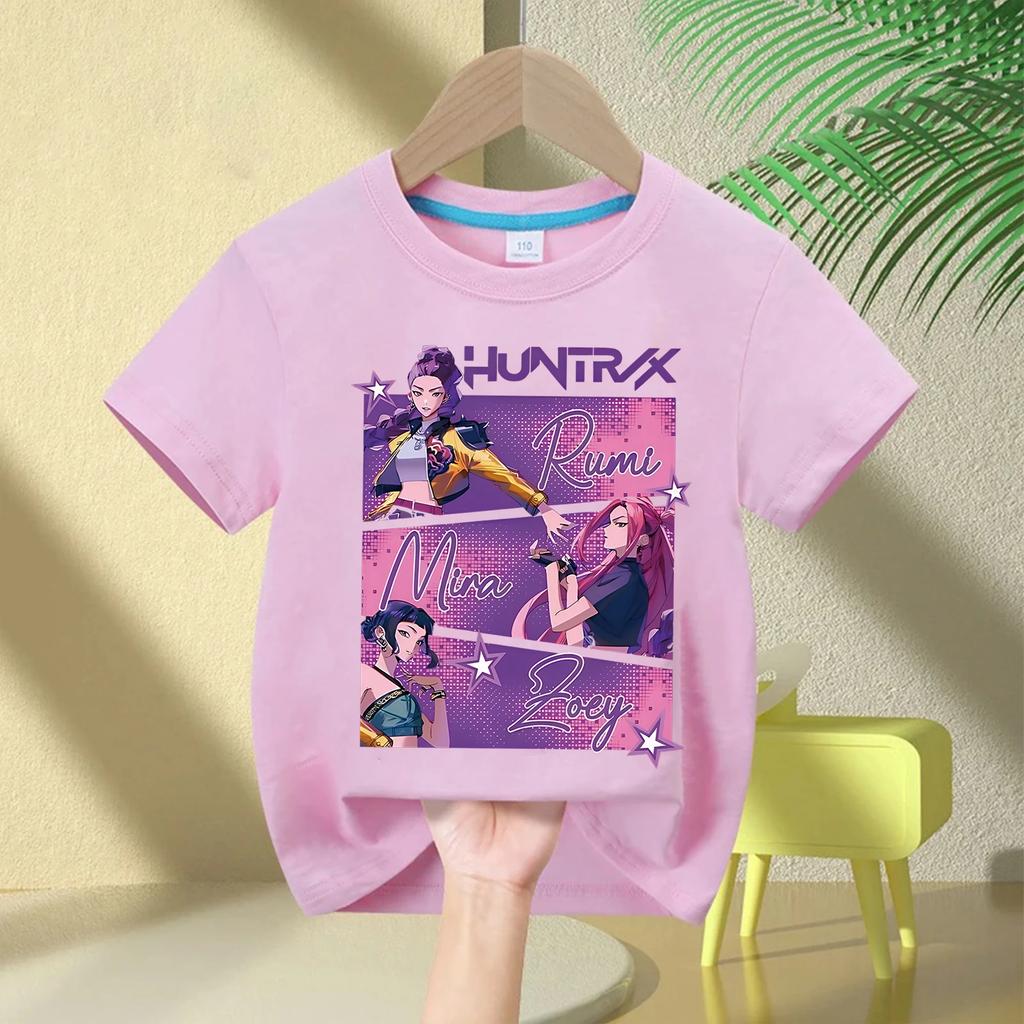 Baby Girl Clothes Crew Neck Cartoon Girls Boys Tee Kids Rumi T-shirt KPop Demon Hunters Print Fashion Casual Tops Casual