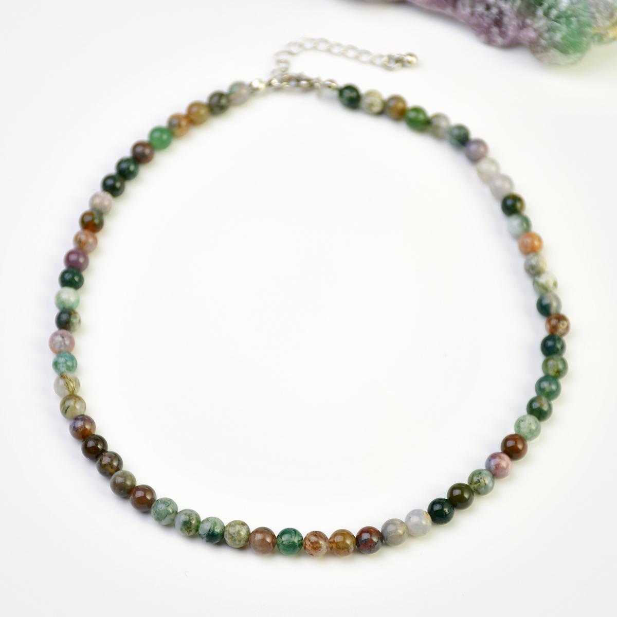 

1 шт. Винтажное ожерелье из натурального камня индийского агата 4-10 мм, женское изысканное модное осенне-зимнее праздничное ручной работы с цирконом