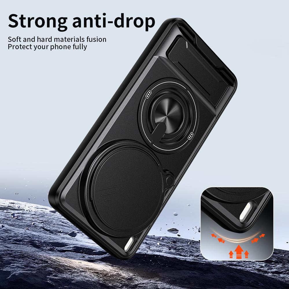 KEYSION Magnetic Phone Case for VIVO X300 Ultra 5G Slide Camera Lens Protection Upright Stand 360° Ring Shockproof Back Cover