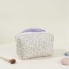 Floral Quilted Makeup Bag: Large Capacity Cotton Wash Bag & Pencil Case with Plaid Embroidery for Women