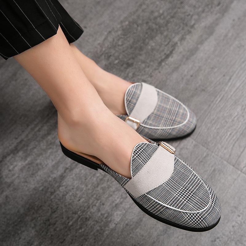Canvas Mules Men Open-back Casual Shoes 2025 Half Shoes For Men Backless Loafers Slipper Mule Masculino Slip-On Flats Slides