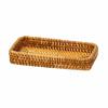Natural Rectangular Woven Rattan-Style Storage Tray Sleek Open-Top
