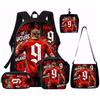 1/2/3/4/5PC Soccer Star Pattern Backpack Set – Large-Capacity Casual Backpack with Matching Clutch & Tote Bag, Perfect for Daily