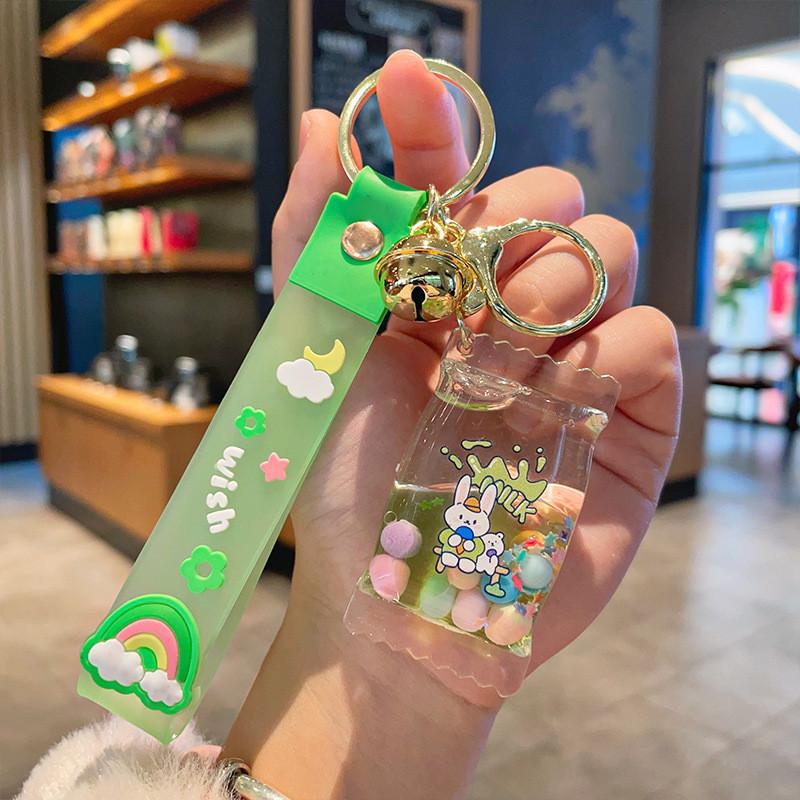 

Акриловый брелок в виде масляного зайчика-конфеты для сумки и аксессуаров для ключей зелёный