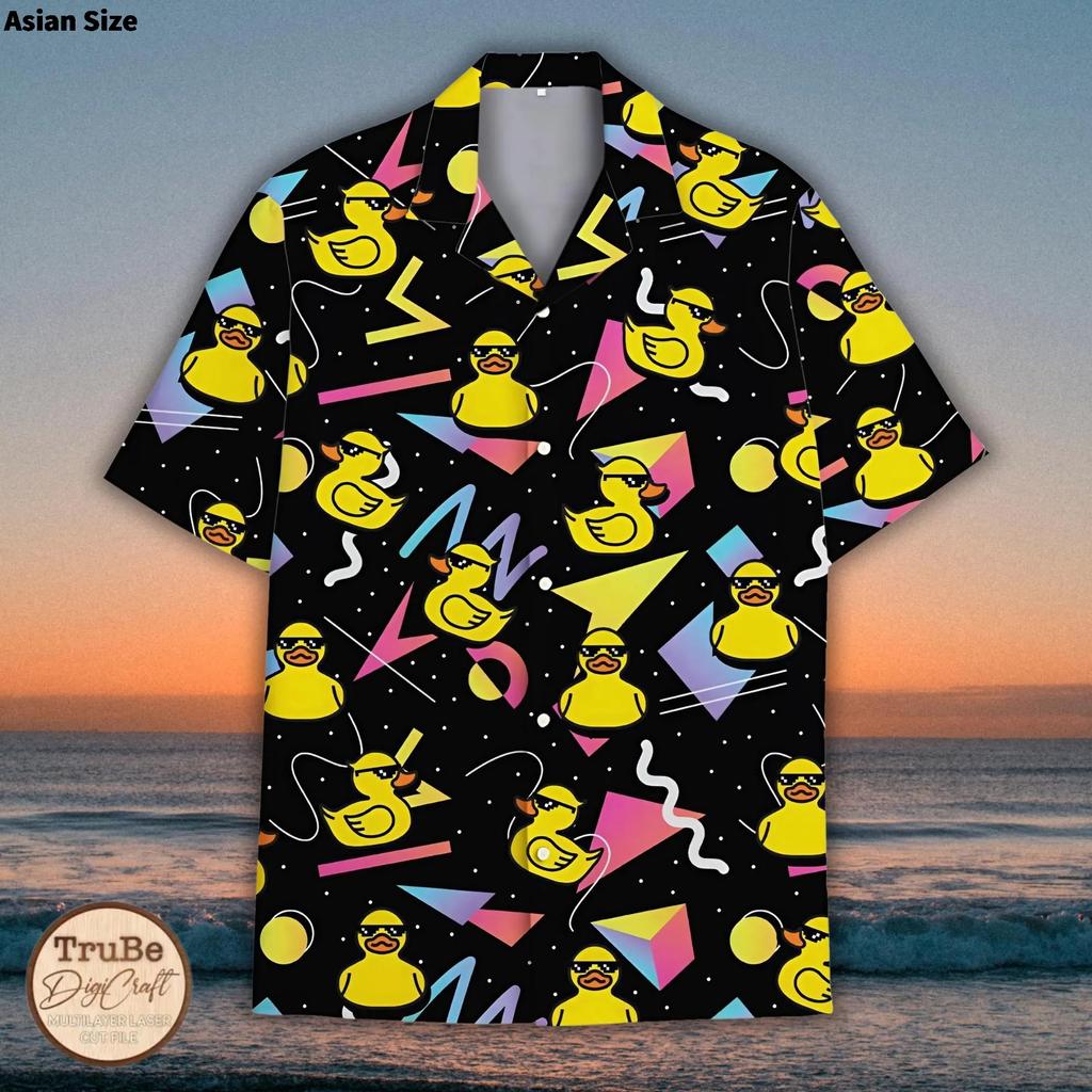 Duck 3d Print Shirts Men Fashion Hawaiian Shirt Short Sleeve Casual Beach Shirts Boys Single-Breasted Blouse Men's Clothing