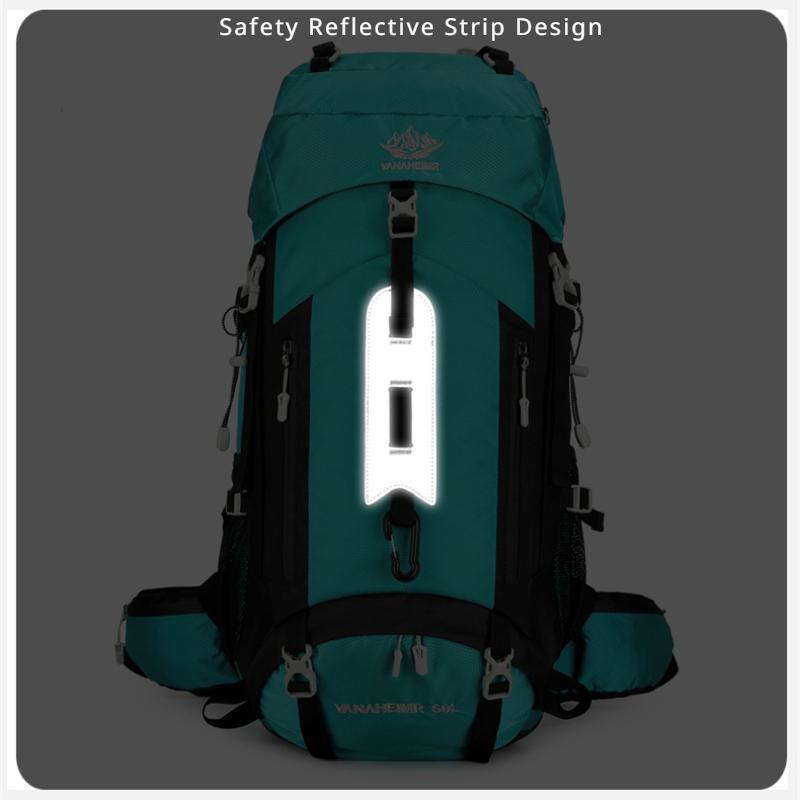 60L Outdoor-Bergsteigertasche mit großer Kapazität Hochwertiges Nylon Wasserdicht Verschleißfest Wandertourentasche Unisex Reise Camping Sportrucksack