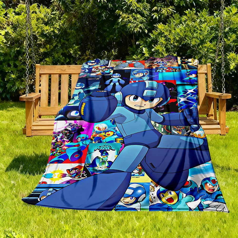 1pc Mega Man Rockman X All-Season Comfort, Outdoor Flannel Blanket - Soft, Warm & Cozy for Naps, Camping & Travel 012