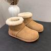 Fashion Big Potato's new leather fur minimalist style high top with added fur, big potato snow boots with plush, fashionable and casual