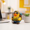 Yousheng Yellow Duck Ornament with Mountaineering Gear, Outdoor Explorer Theme Decorative Figurine, Synthetic Resin Duck Statue for Desktop Bookshelf