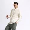 Ma Fan Buyi 2025 Chinese Style Men's Linen Shirt with Coconut Button and Stand Collar