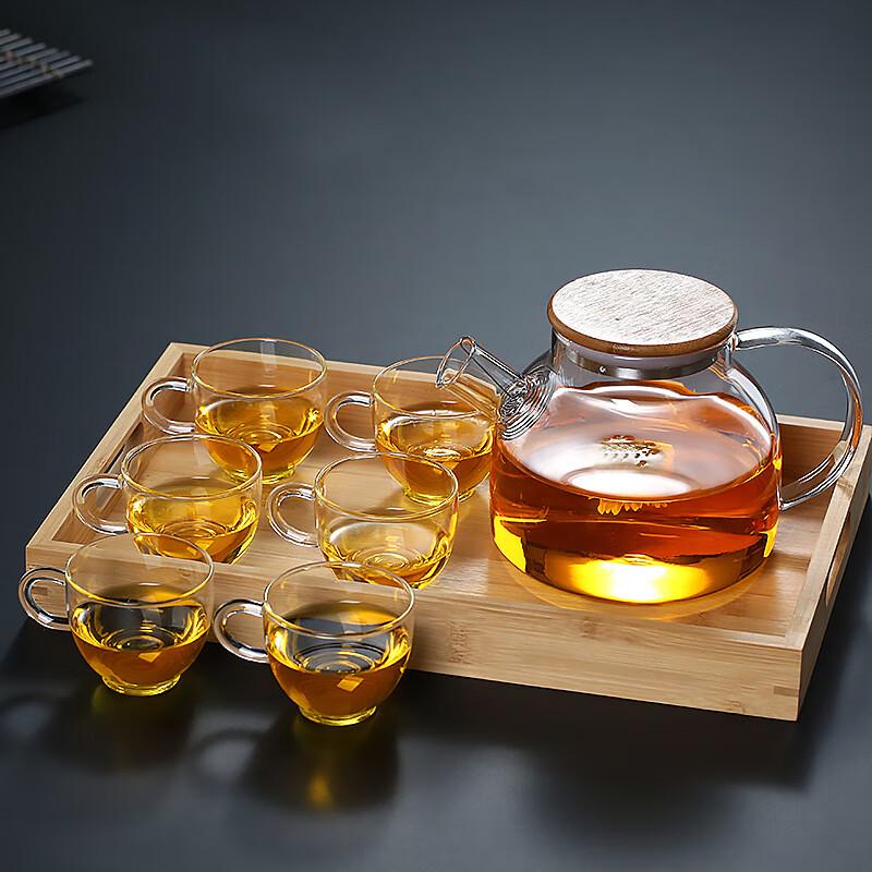 Lilang 1L Glass Tea Pot Set with 4 Cups and Tray