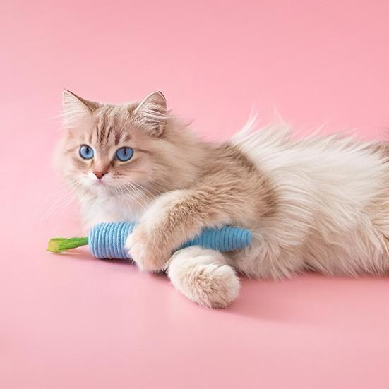 Rope Carrot Cat Toy Interactive Cat Chew Toy Carrot Shape Cat Rope Toy Kitten Teething Toy for Indoor Cats Biting Chewing Keeping