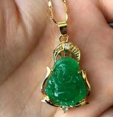 Nouveau bon chanceux vert JADE nouveau bouddha pendentif et collier