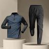 Mens Quick-Dry Long Sleeve Half-Zip Training Set Running Gym Cycling Sports Fitness
