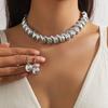 Punk Choker Necklace Earrings for Women Water Drop Chain Jewelry Accessory