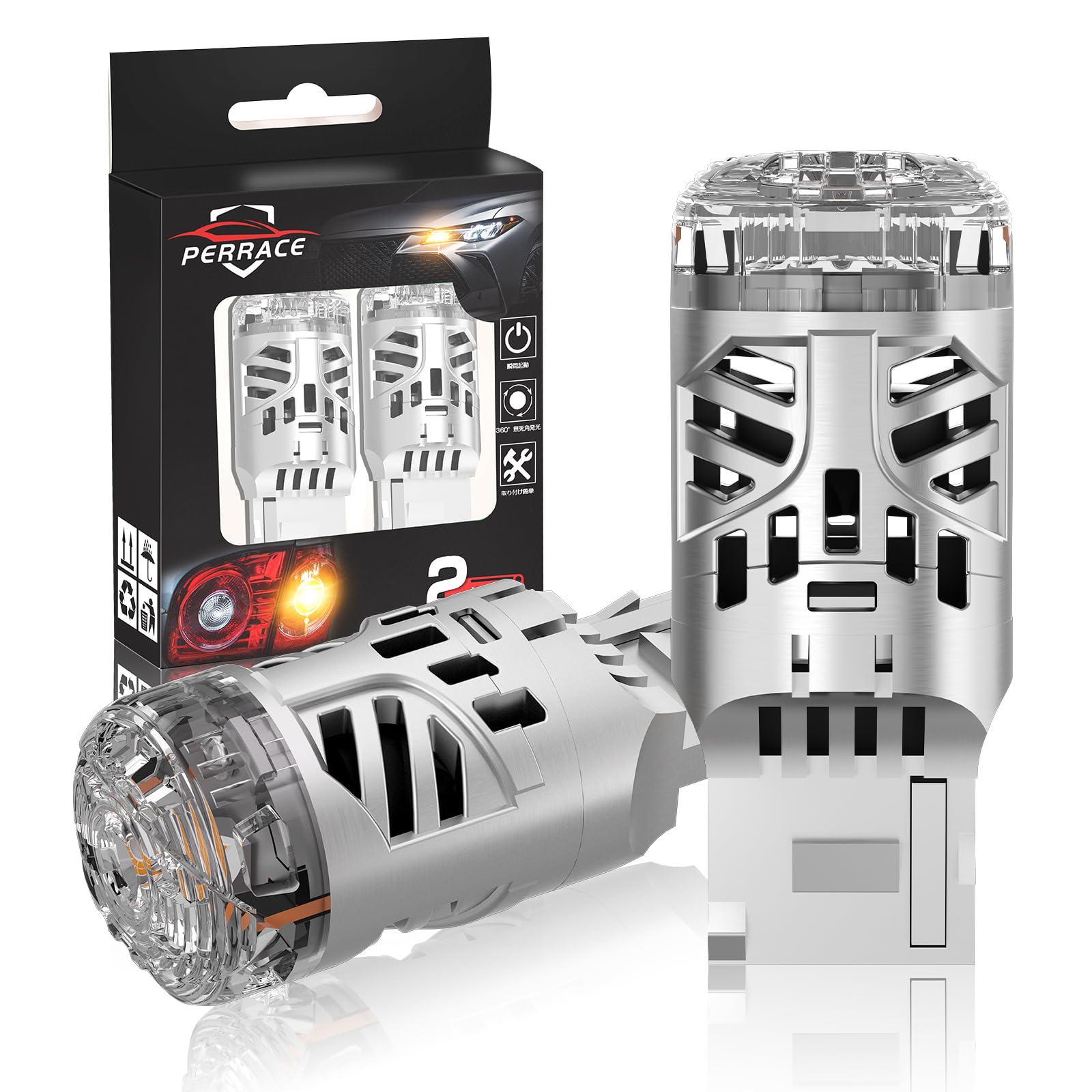 

Perrace T20 LED Turn Signals T20 LED Turn Signals with Canceller and No Aftermarket Resistors Vehicle Inspection Compliant Amber Noise Quiet Low for