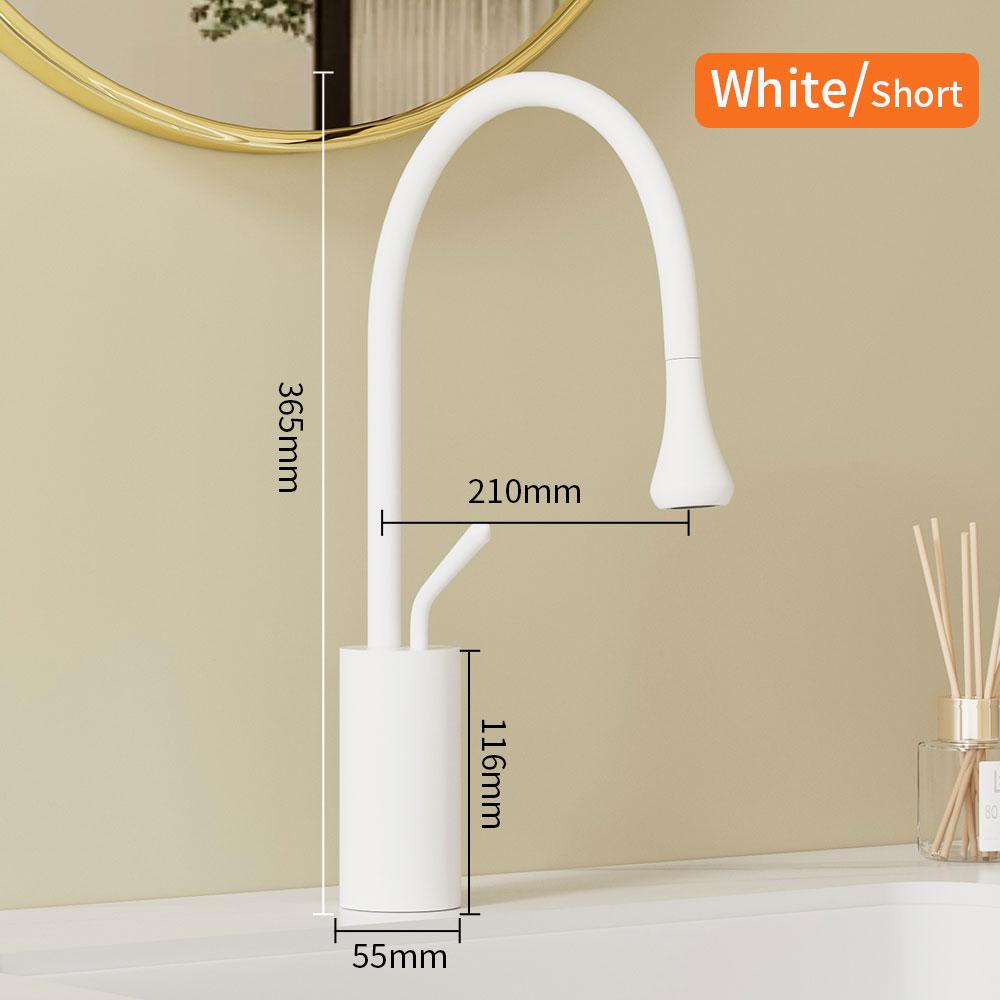 Modern Black  Bathroom Faucet with Crane Deck Mounted Hot And Cold Water Mixer Tap Sink Basin Crane Faucet for Bathroom