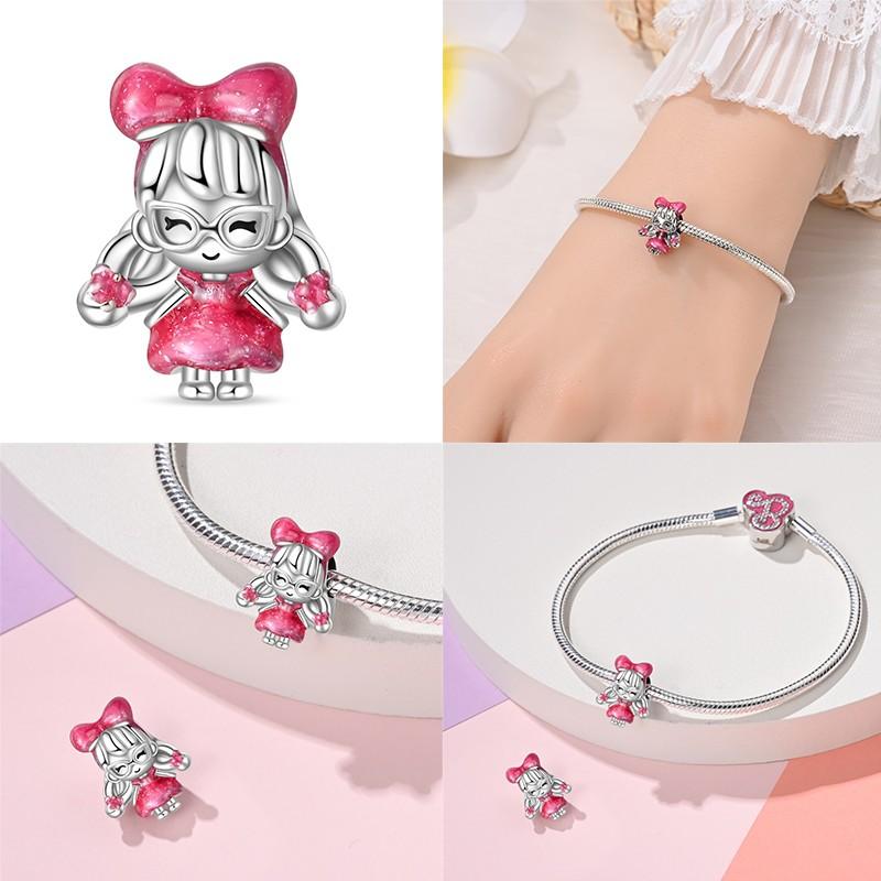 Fit Charms Fororiginal Bracelet Diy Pink Ponytail Little Girl Boycopper Jewelry Making For Women Giftnew