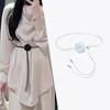 Camellia Flower Leather Rope Waist Chain For Women Thin Belt Sweet Knot Waistband Fashion Clothes Dress Decorative Girdles Strap