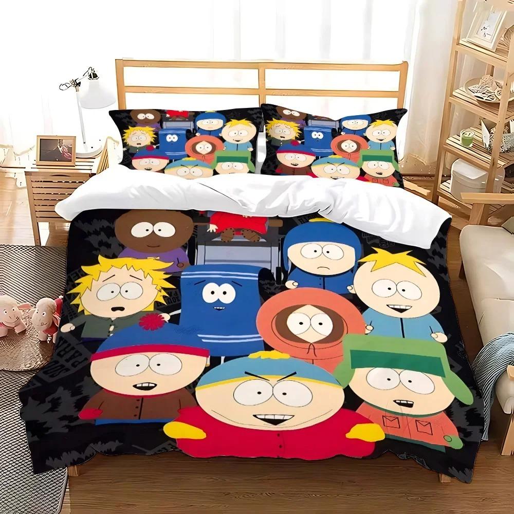 Catroon Duvet Cover Set S-South P-Park Bedding Set Kids Boy Girl Bedroom Decoration 2/3piece set Single Double Large Sizes Gift