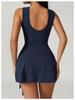 European-American Two-Piece Bodycon Sport Dress with Strappy Sleeveless Back and Anti-Exposure Yoga Tennis Skirt