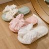 Bow opening cotton slippers, fuzzy slippers, home cotton slippers, indoor plush slippers