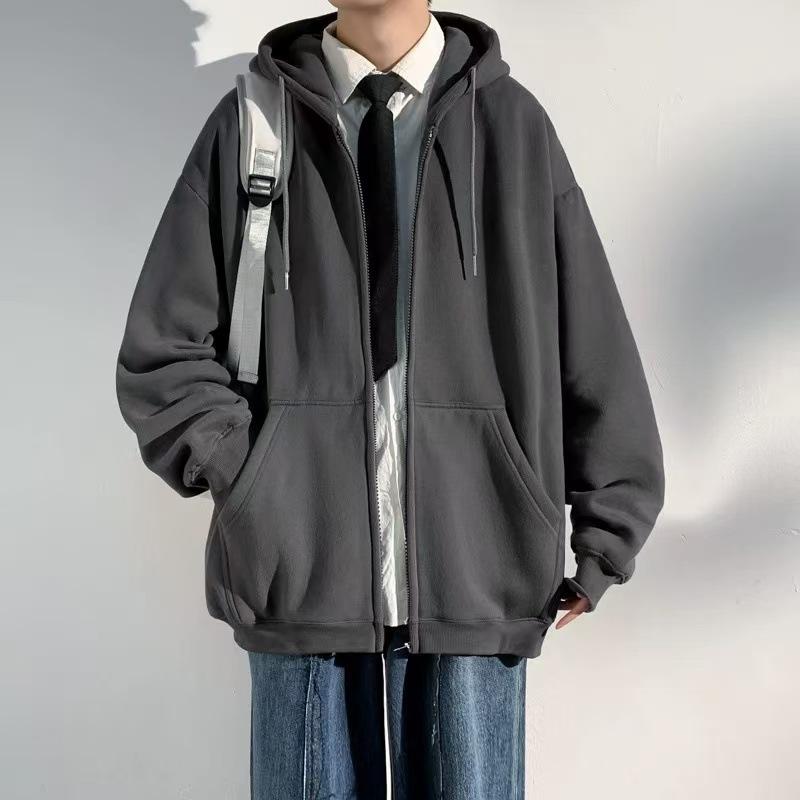 Autumn Winter Hooded Cardigan Sweatshirt for Men New Trendy Brand Loose Casual Jacket Top